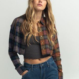 RSQ Spliced Cropped Flannel